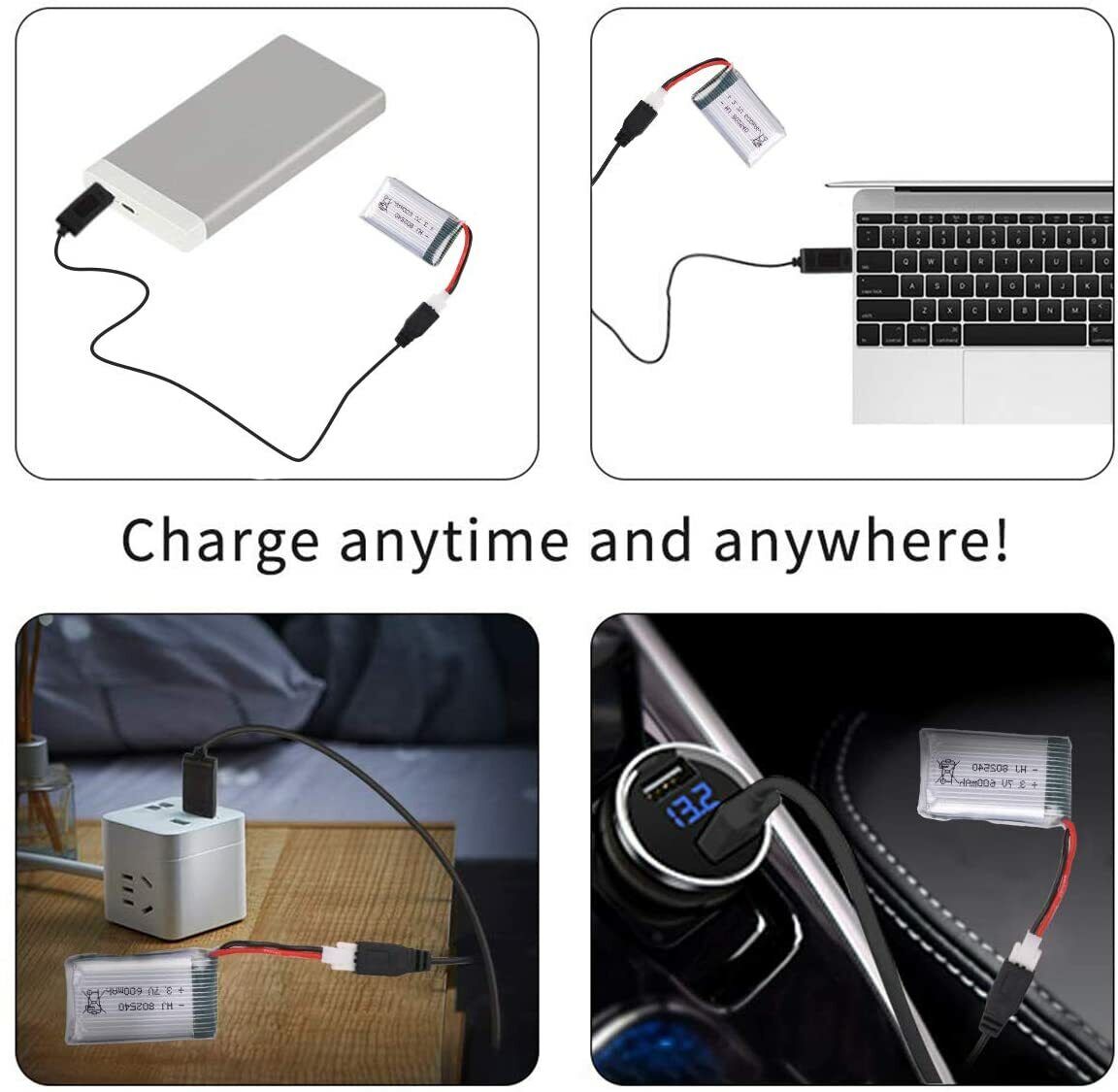 600mAh Lipo Battery with XH2.54 Plug & Charger