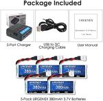 URGENEX 5-Pack 3.7V 380mAh LiPo Batteries