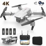 Drone 4k HD Wide Angle Dual Camera WiFi FPV Foldable RC Quadcopter + 4 Batteries