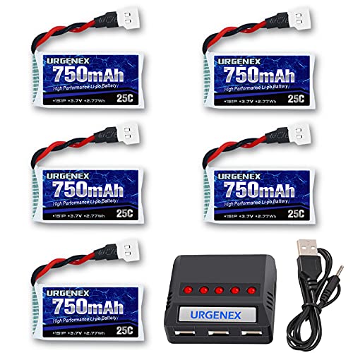 URGENEX 5-Pack Lipo Batteries with Charger