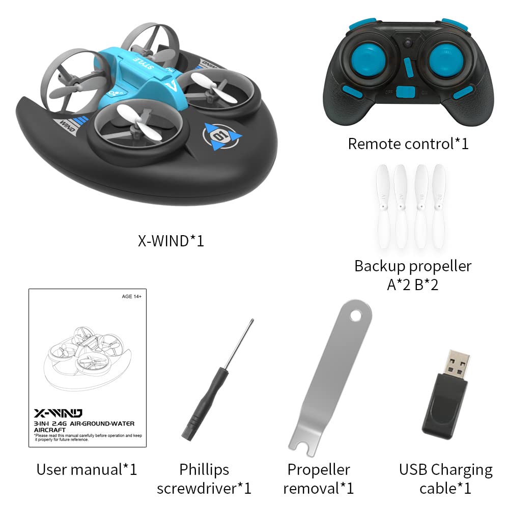Waterproof 3-in-1 Drone with 360° Mobility