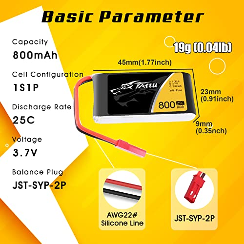 6-pack 800mAh LiPo battery for quadcopters