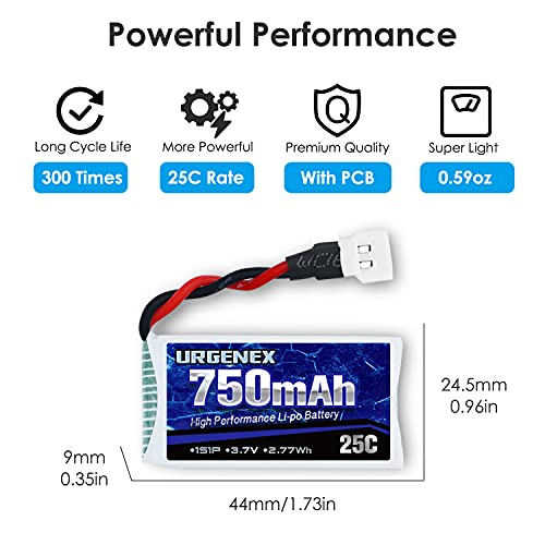 URGENEX 3.7V Lipo Battery 750mAh 25C 5 Pack Lipo Batteries with Molex Plug 5 in 1 Charger for Syma X5 X5A X5SW X5C X5C1 RC Quadcopter Drone Spare Parts