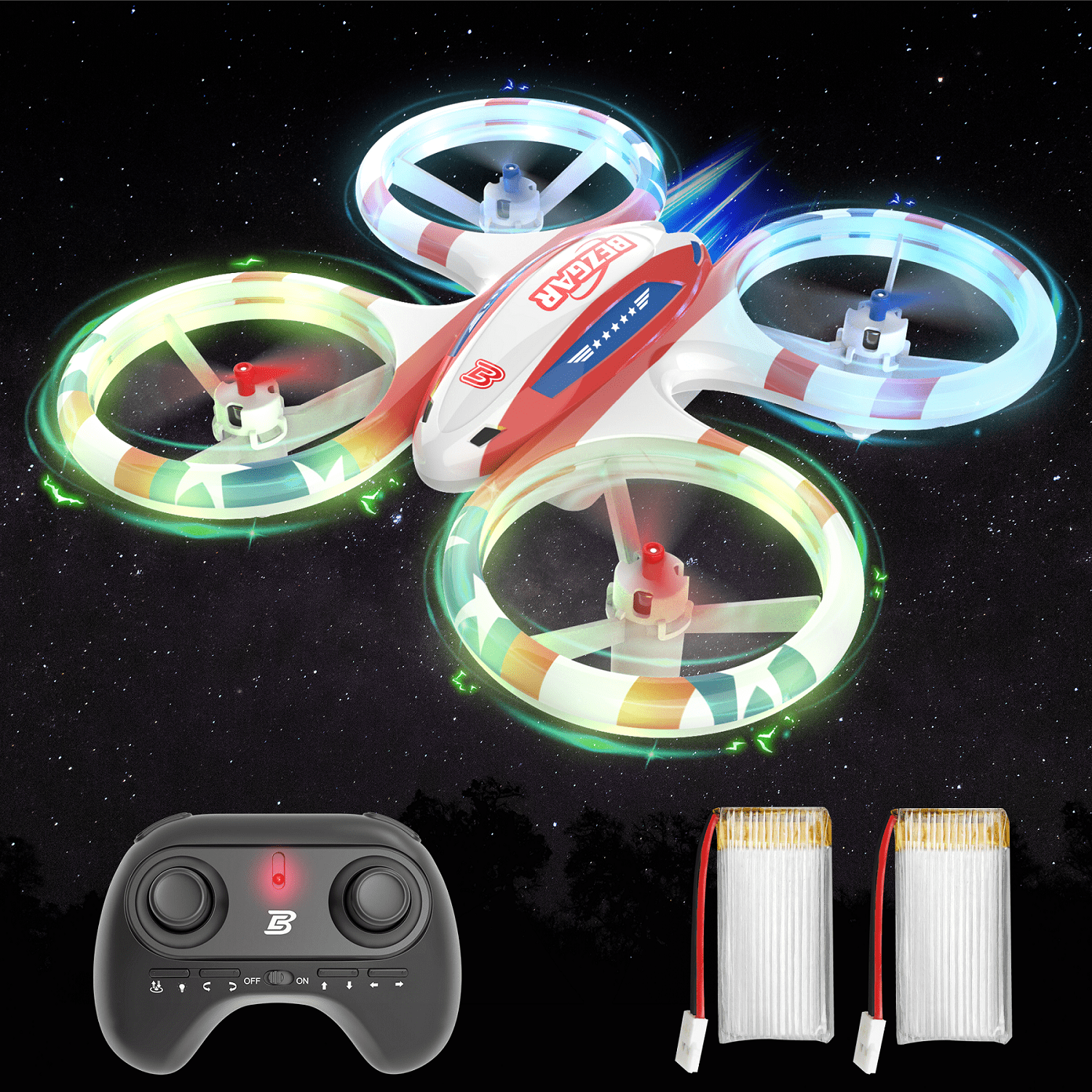 Bezgar HQ051 Kids' Stunt Drone, 2.4GHz White