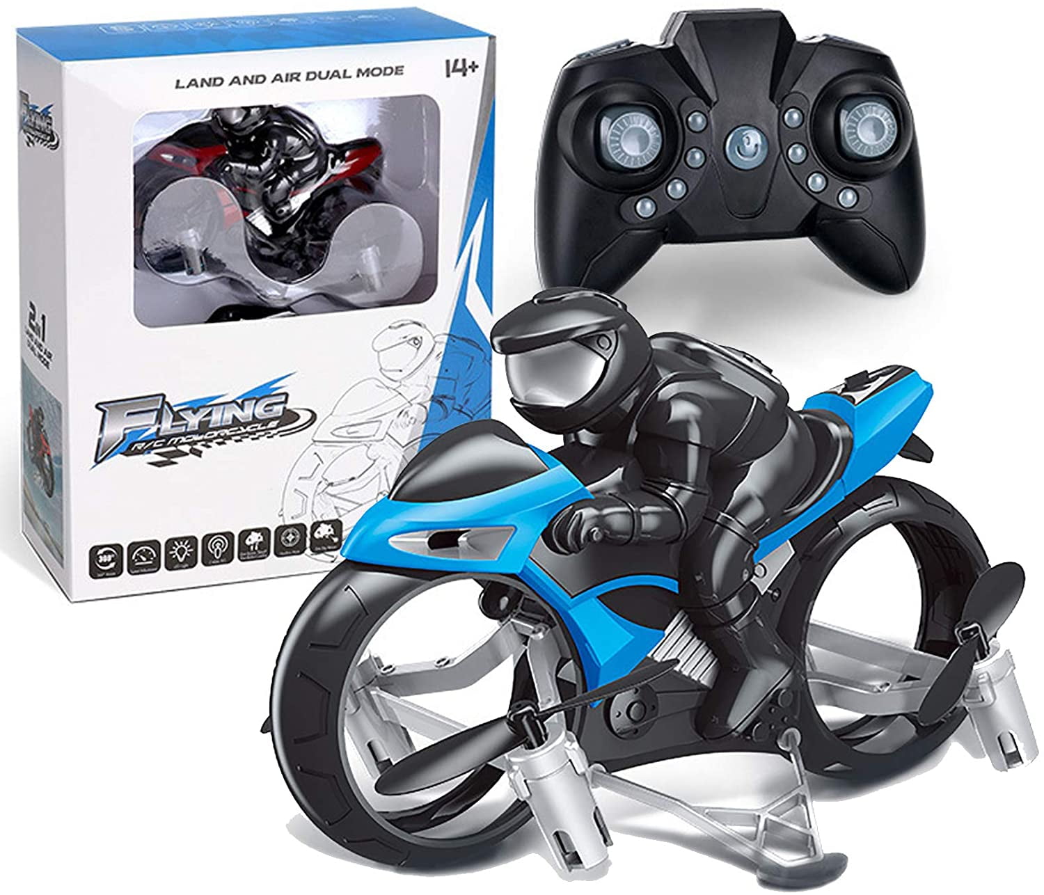 2-in-1 Land/Air RC Drone Quadcopter with LED Lights
