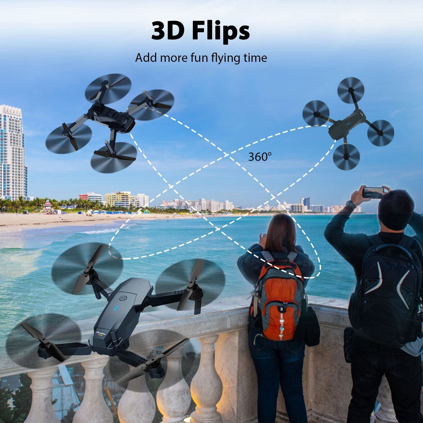 4K HD Wifi FPV Foldable Drone +4 Batteries