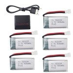 5 Li Batteries + Charger for Quadcopter Drones