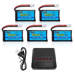 5PCS 800mAh Lipo Battery with 5-in-1 Charger