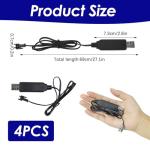 4-Pack USB Charger Cable Set for Drones