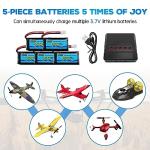 5-Pack 450mAh Lipo Batteries with 5-in-1 Charger