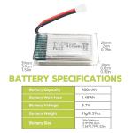 ZYGY 5-Pack 3.7V 400mAh Lithium Batteries with Charger