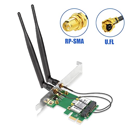 Dual Band WiFi Antenna with RP-SMA Connector - 2-Pack