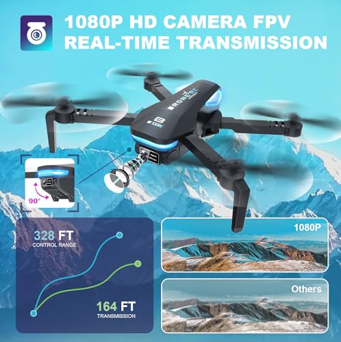 TENSSENX Drone with Camera: 1080P HD, Foldable Quadcopter