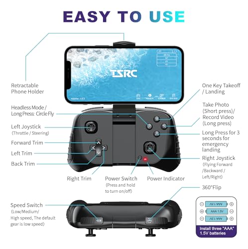 TENSSENX Drone with Camera: 1080P HD, Foldable Quadcopter