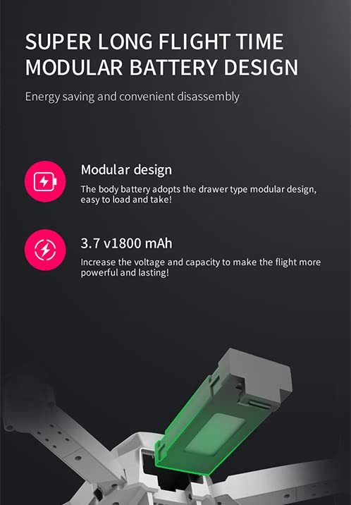 Foldable Dual Camera GPS Drone for Adults, 2 Batteries