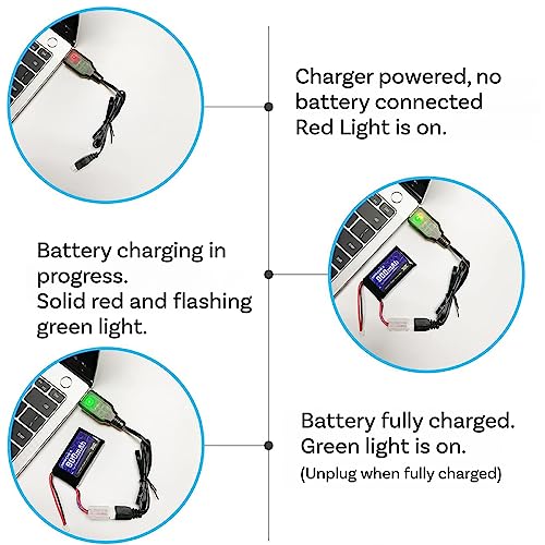 2x USB Charger Cable for 7.4V Drone Batteries
