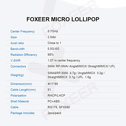 Red FOXEER Mini RHCP Antenna Pair for Drones