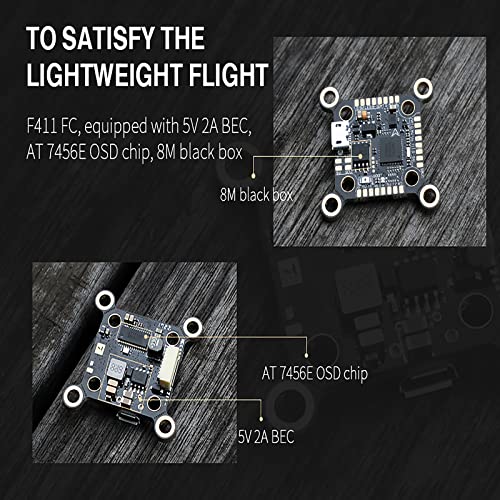 T-MOTOR Velox F411 Lite FC Flight Controller Support 20x20mm and 30.5x30.5mm Installation Holes for FPV RC Racing Drone