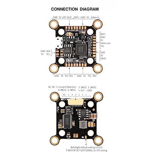T-MOTOR Velox F411 Lite FC Flight Controller Support 20x20mm and 30.5x30.5mm Installation Holes for FPV RC Racing Drone