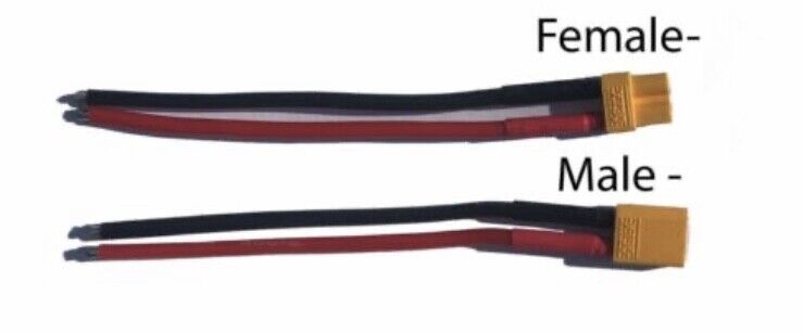 XT30 Connector & Pigtail Cable Pair for Drones