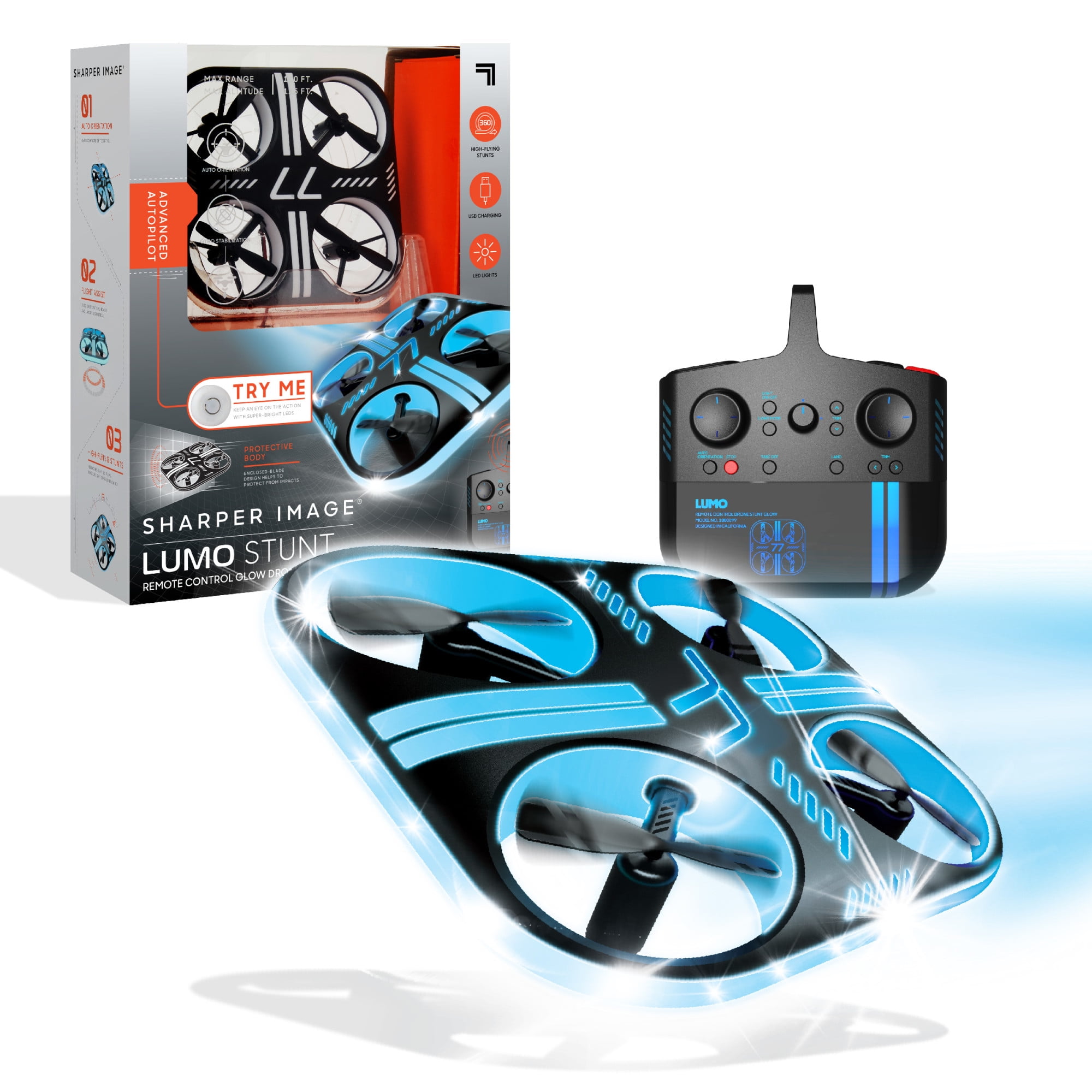 Black Lumo Stunt LED Drone with Remote