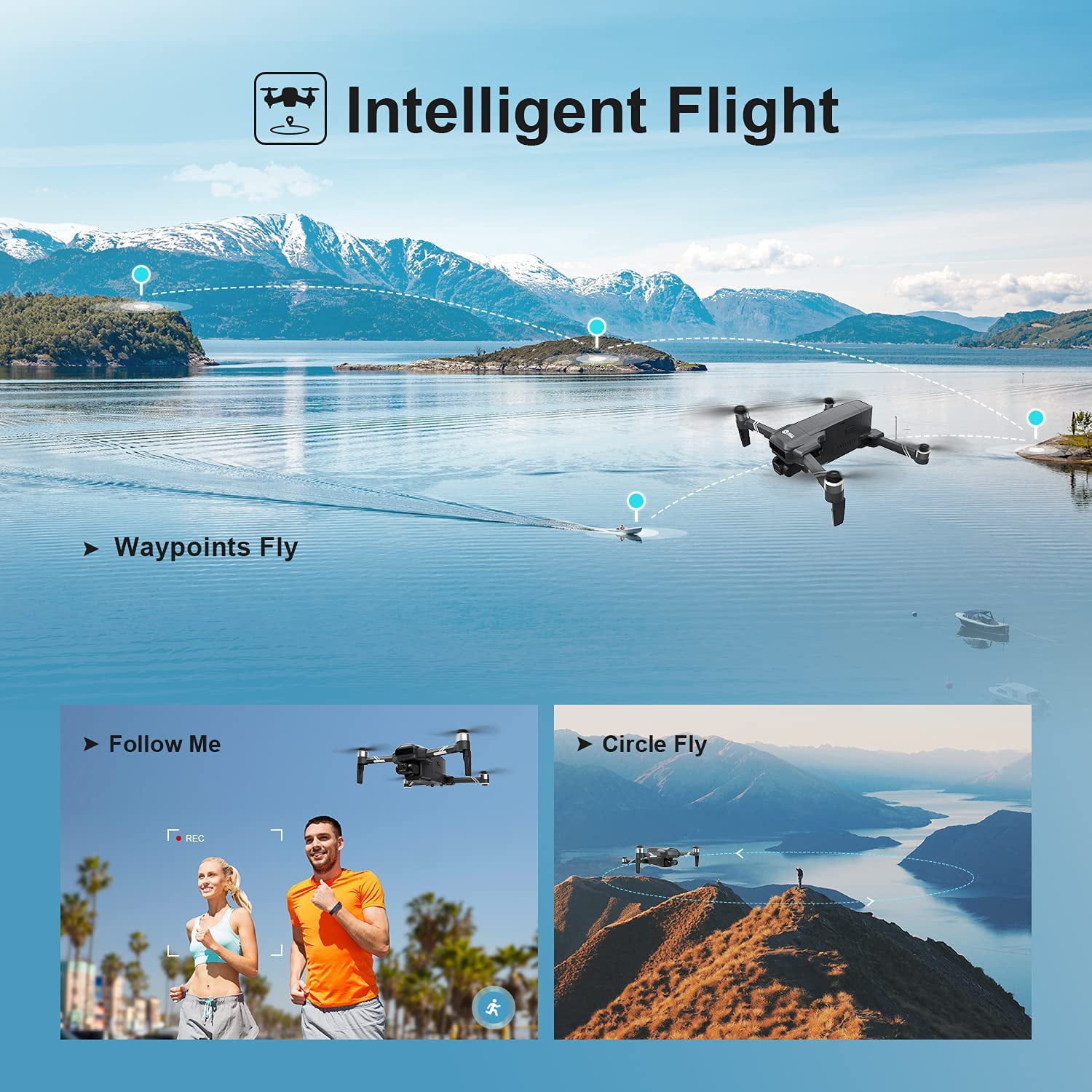 Holy Stone Drone HS600 with 4K Camera 2-Asix Gimbal EIS 3KM FPV-Drone with 2 Batteries Brushless Motor Color Black