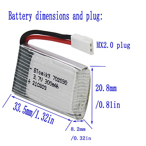 Blomiky 3.7V 300mAh MX2.0 Replacement Battery Pack
