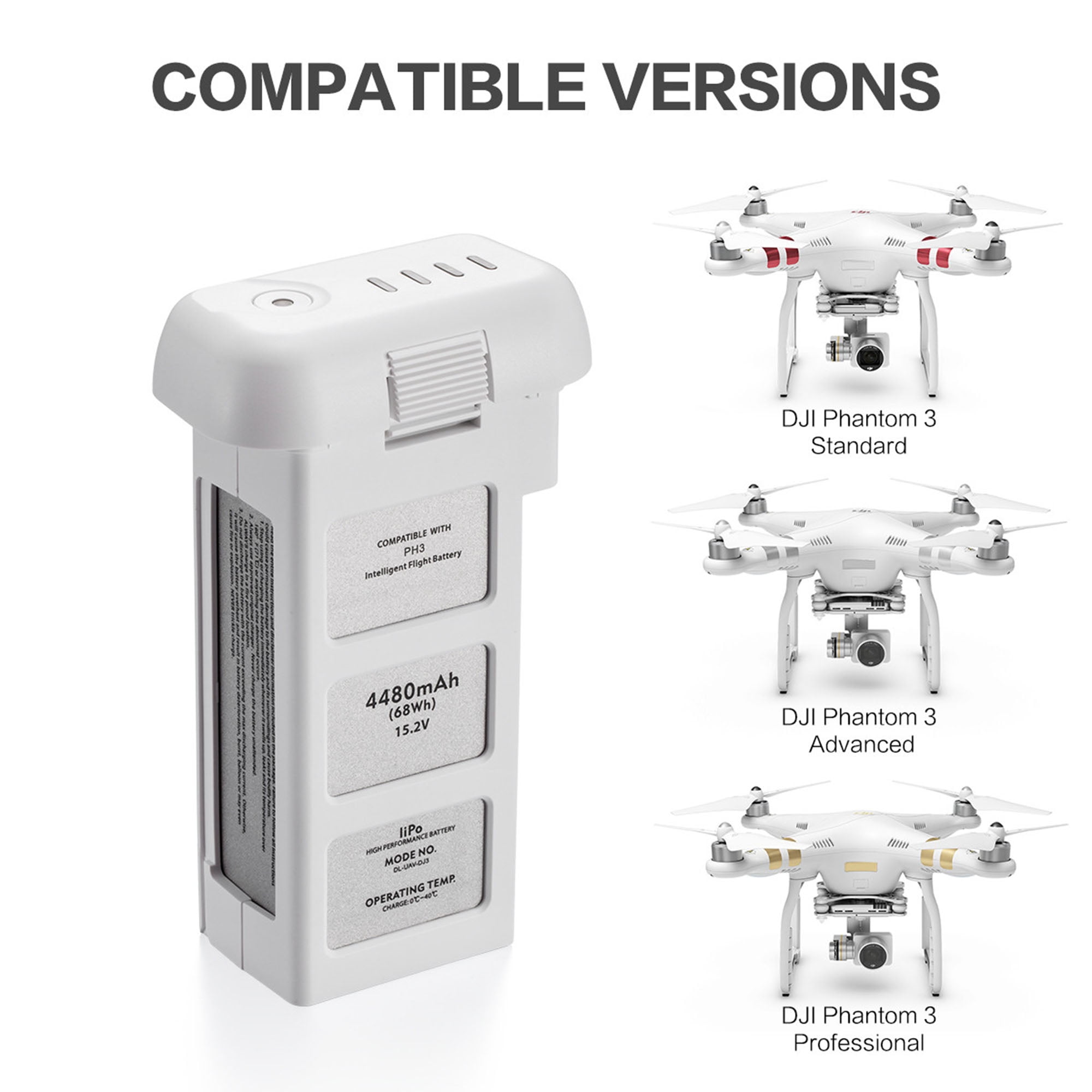 Powerextra 4480mAh Li-PO Replacement Battery for DJI Phantom 3