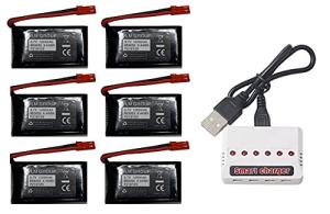 Sky Viper Drone Batteries & Charger Set - 6 Pack