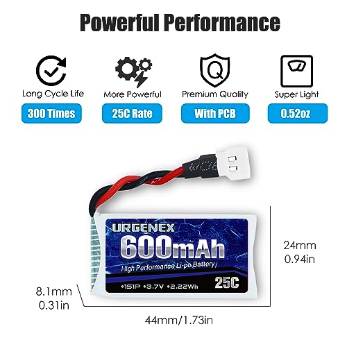 5 URGENEX Lipo Batteries & Charger for Drones