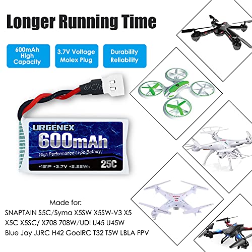 5 URGENEX Lipo Batteries & Charger for Drones