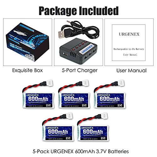 5 URGENEX Lipo Batteries & Charger for Drones