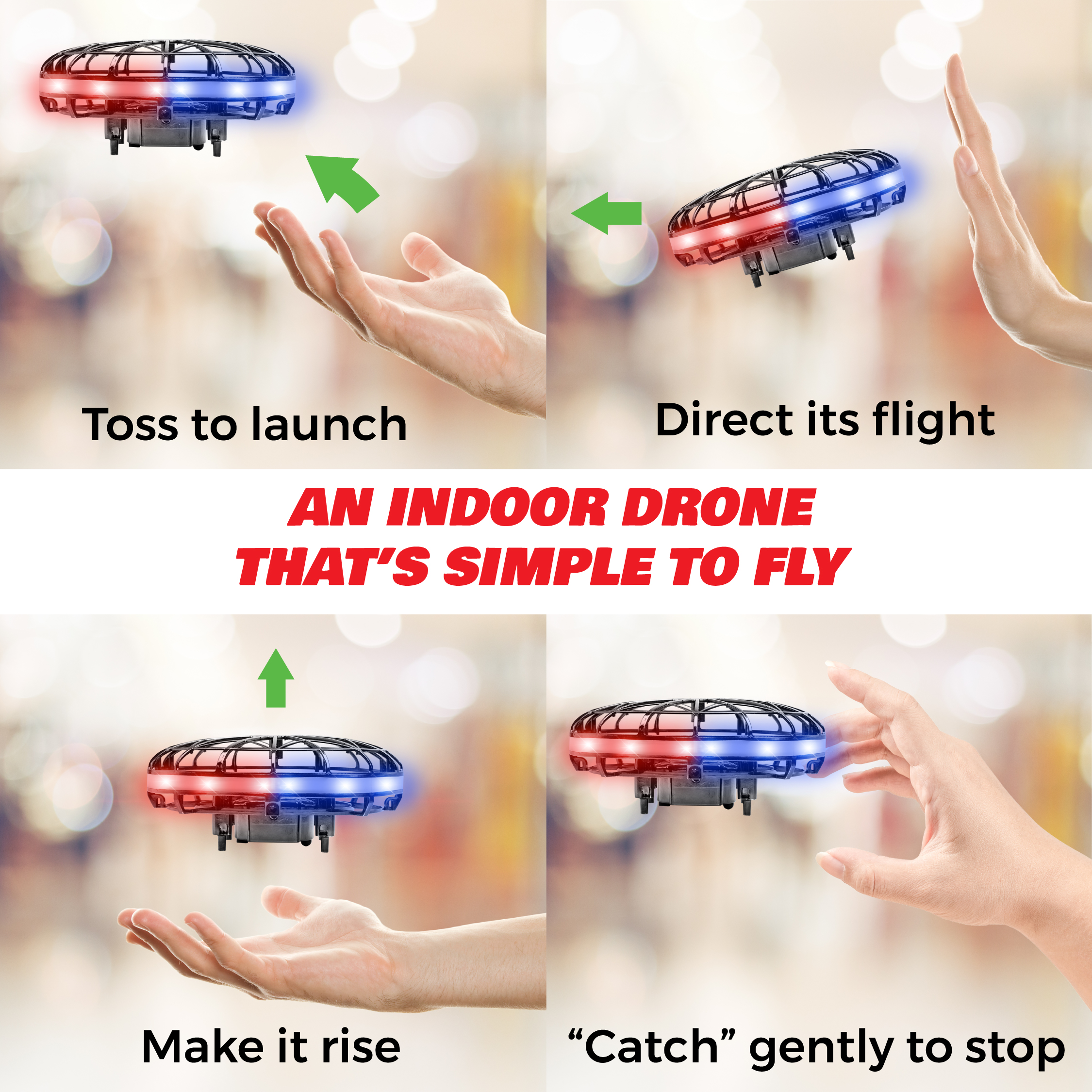 Scoot Mini UFO Hand-Controlled Drone with LED Lights
