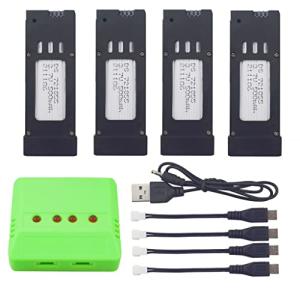 ZYGY 4PC 3.7V 500mAh Battery & Charger Set for E58/S168/JY019 Quadcopters