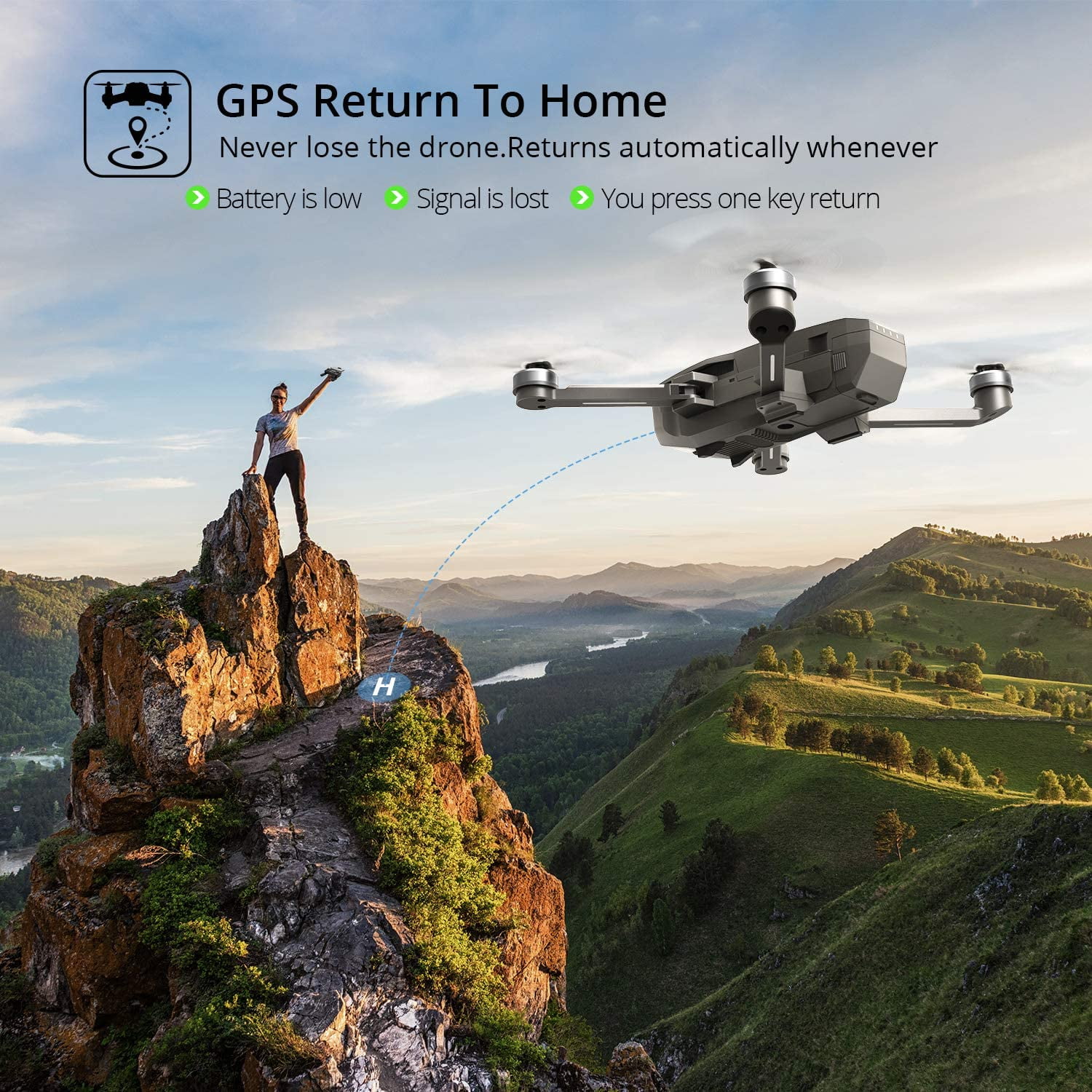 Holy Stone HS720 Drone w/ 4K Camera & 2 Batteries