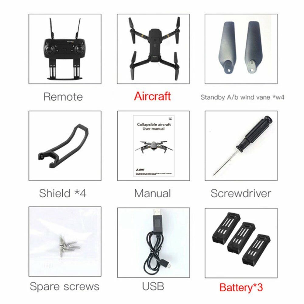 Drone X Pro WIFI FPV 4K HD Camera 3 Batteries Foldable Selfie RC Quadcopter