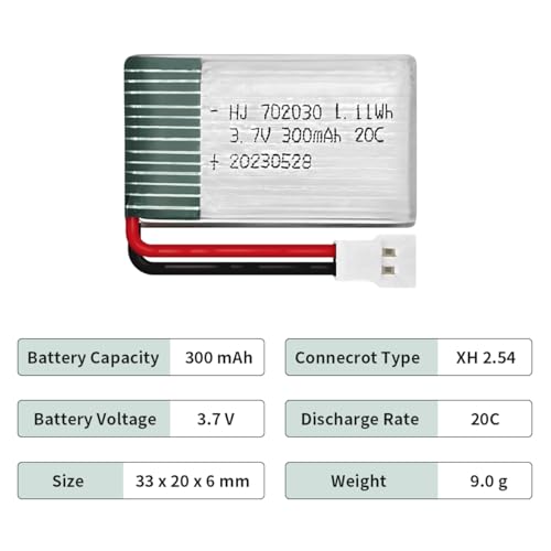 HAWK'S WORK 300 mAh Rechargeable Lipo Battery Set