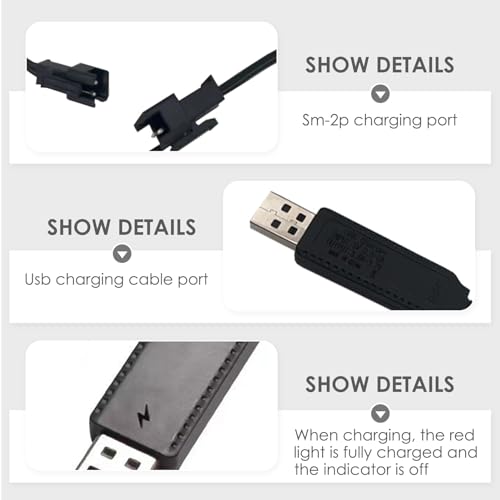 3-Pack USB Charger Cable for Drone LiPo Batteries