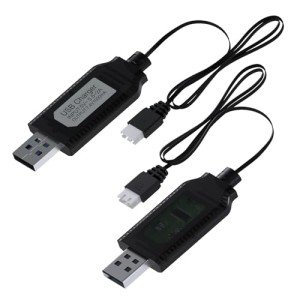 2x USB Charger Cable for 7.4V Drone Batteries