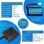 5-Pack 3.7V 450mAh Lipo Batteries with Charger
