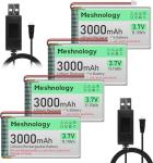 4-Pack 3000mAh LiPo Batteries with USB Charger