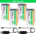 4-Pack 3000mAh LiPo Batteries with USB Charger