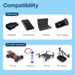 2x USB Charger Cable for 7.4V Drone Batteries