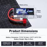 Zeee 2200mAh 2S Lipo Battery for Drones (2 Pack)