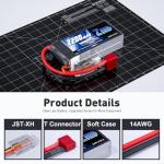 Zeee 2200mAh 2S Lipo Battery for Drones (2 Pack)