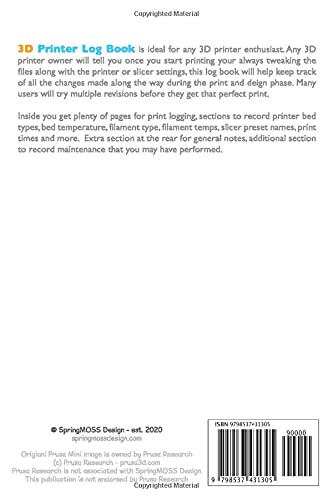 3D Printer Logbook for Enthusiasts and Creators