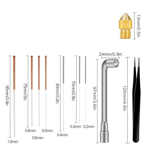 Hakkin 37-Piece Brass 3D Printer Nozzle Set