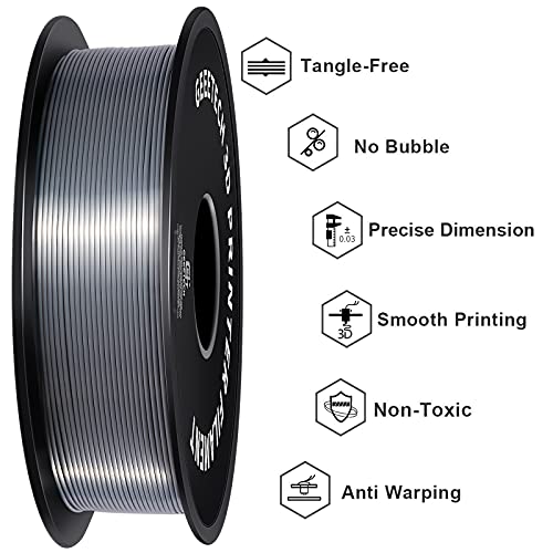 Silk Silver PLA Filament 1.75mm - 1kg Spool