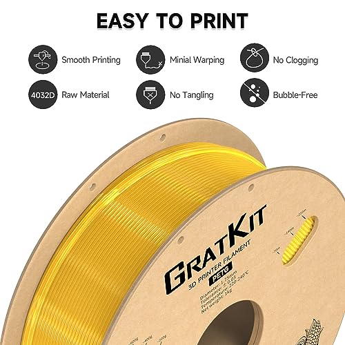 GratKit 1KG Transparent Yellow PETG 3D Filament