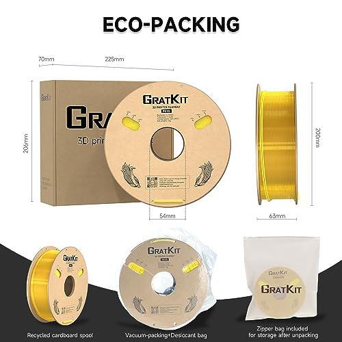 GratKit 1KG Transparent Yellow PETG 3D Filament